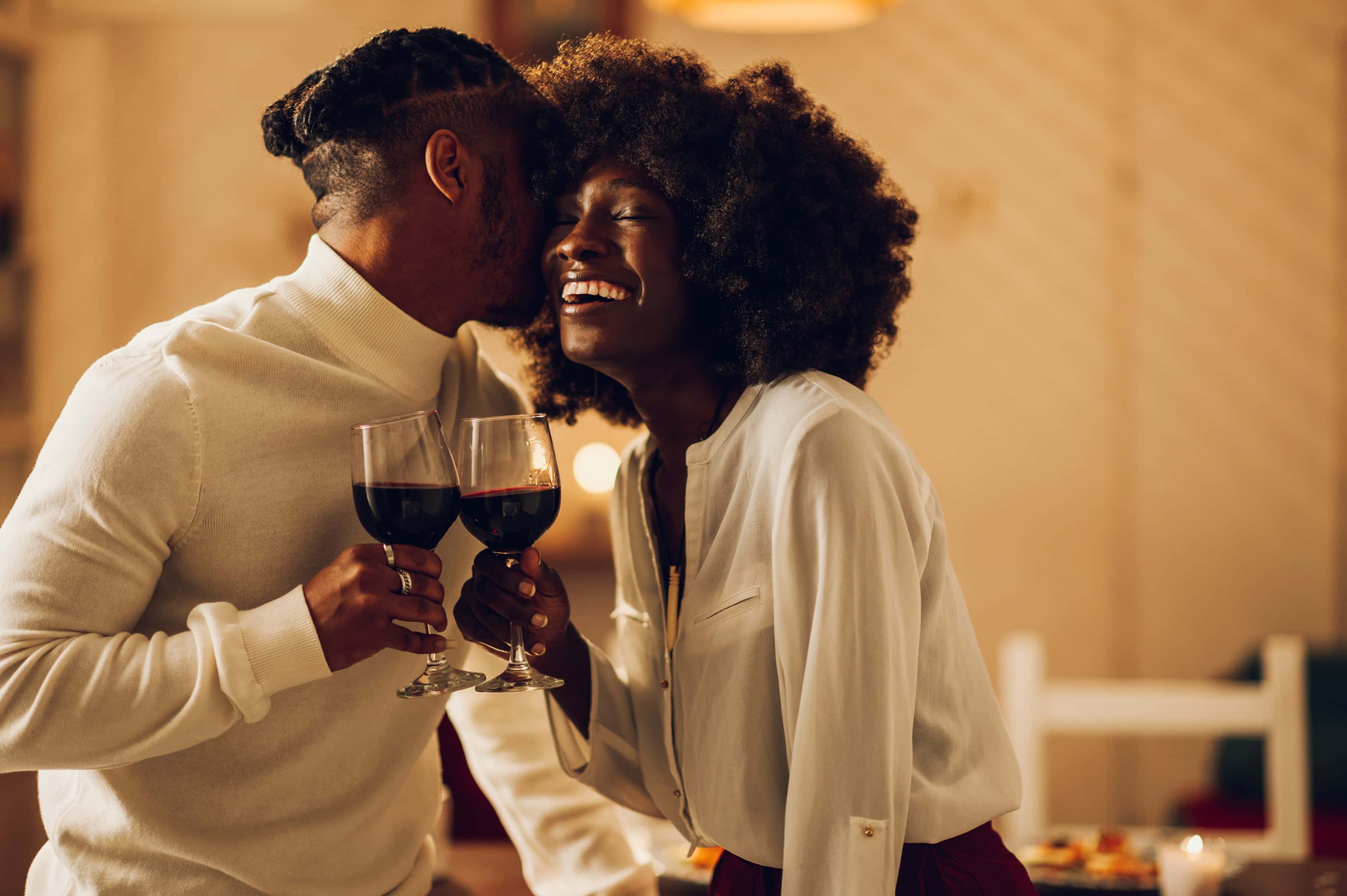 Engaged Couple with wine glass
