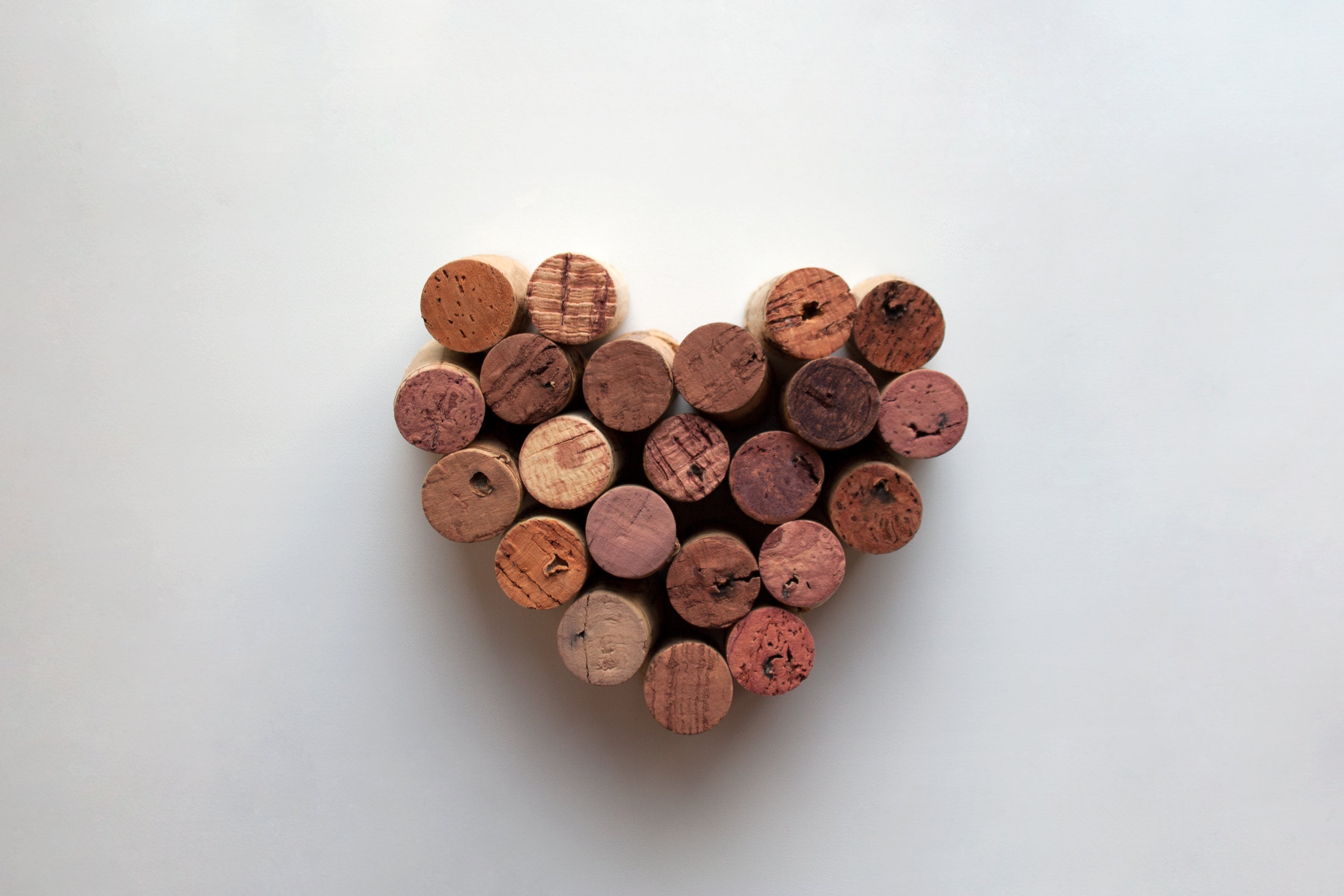 wine corks in a love heart shape