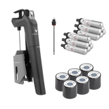 Coravin Timeless Three Pro Kit contents, featuring a system, capsules, screw caps, and a needle