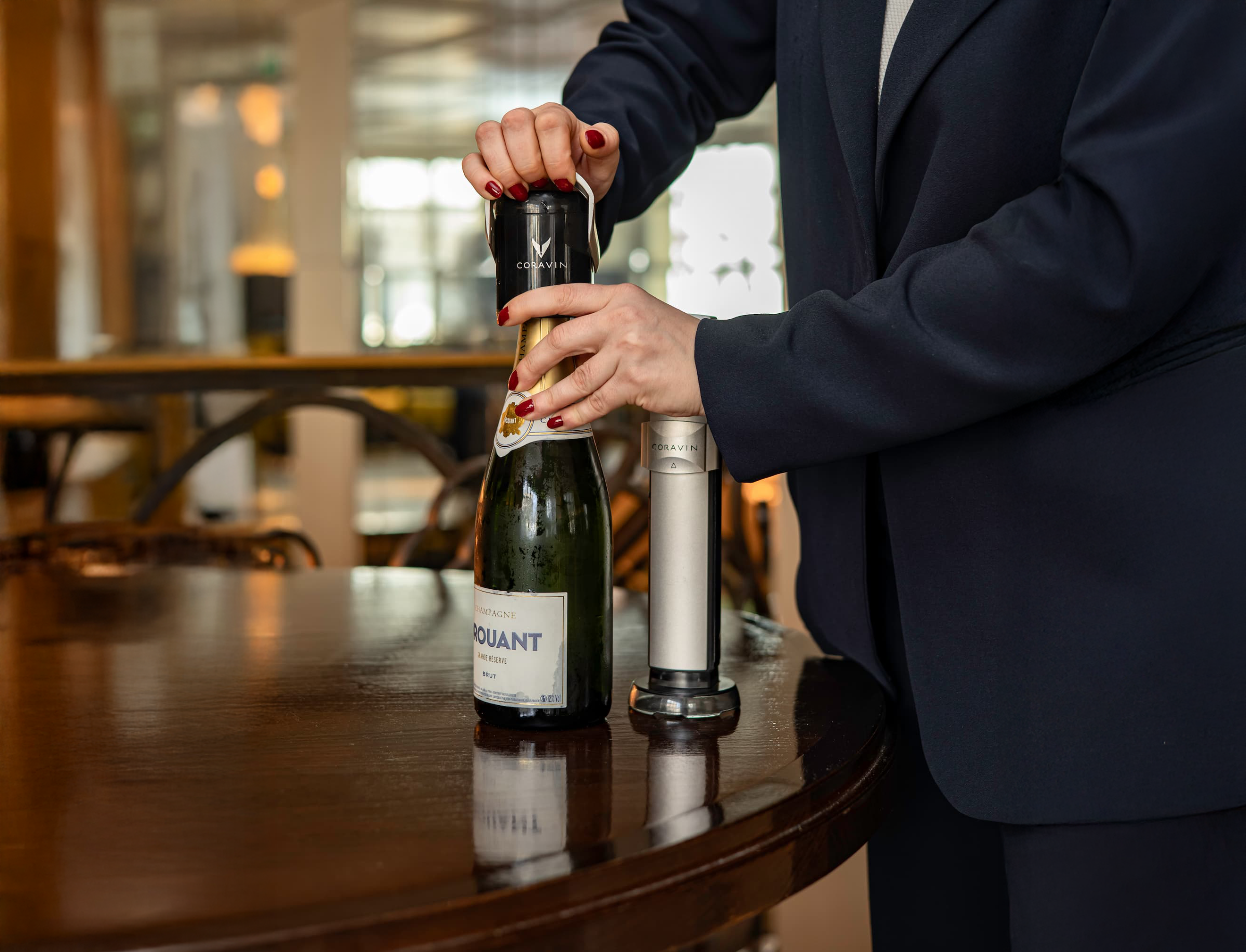 coravin sparkling wine saver system in restaurant